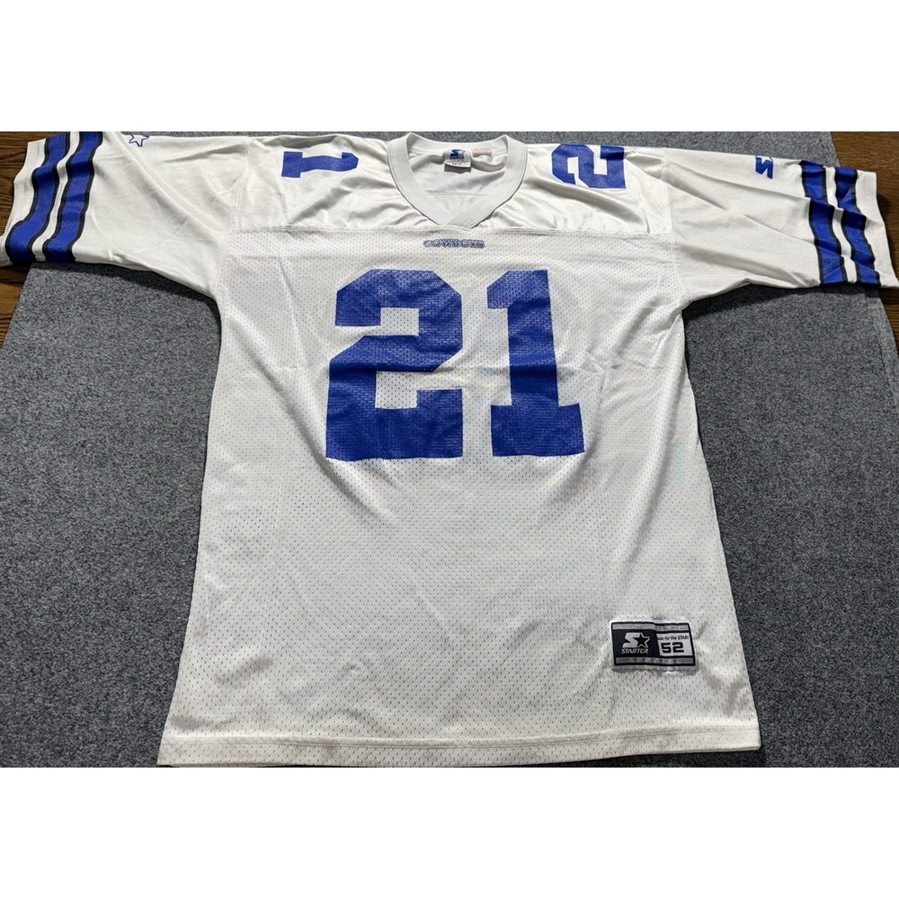 Vintage 90's Deion Sanders White Starter Jersey‎ Dallas Cowboys Home Size 52 XL